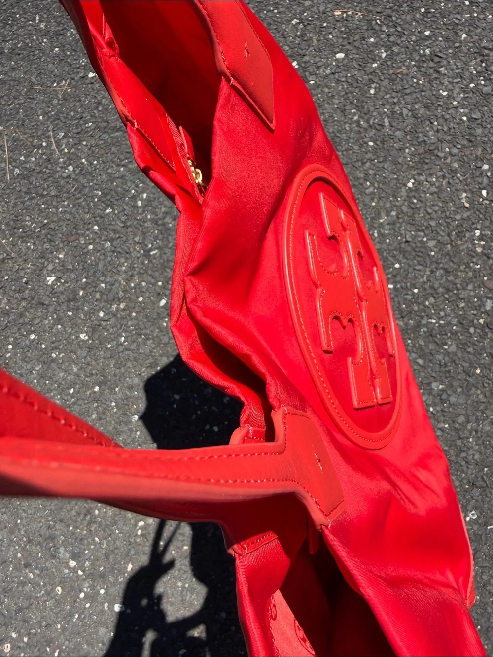 Tory Burch Ella Red Nylon Logo Tote